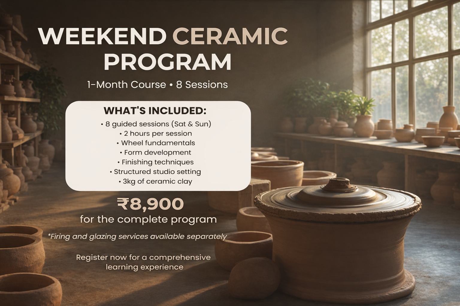 Weekend Ceramic Program – 1 Month